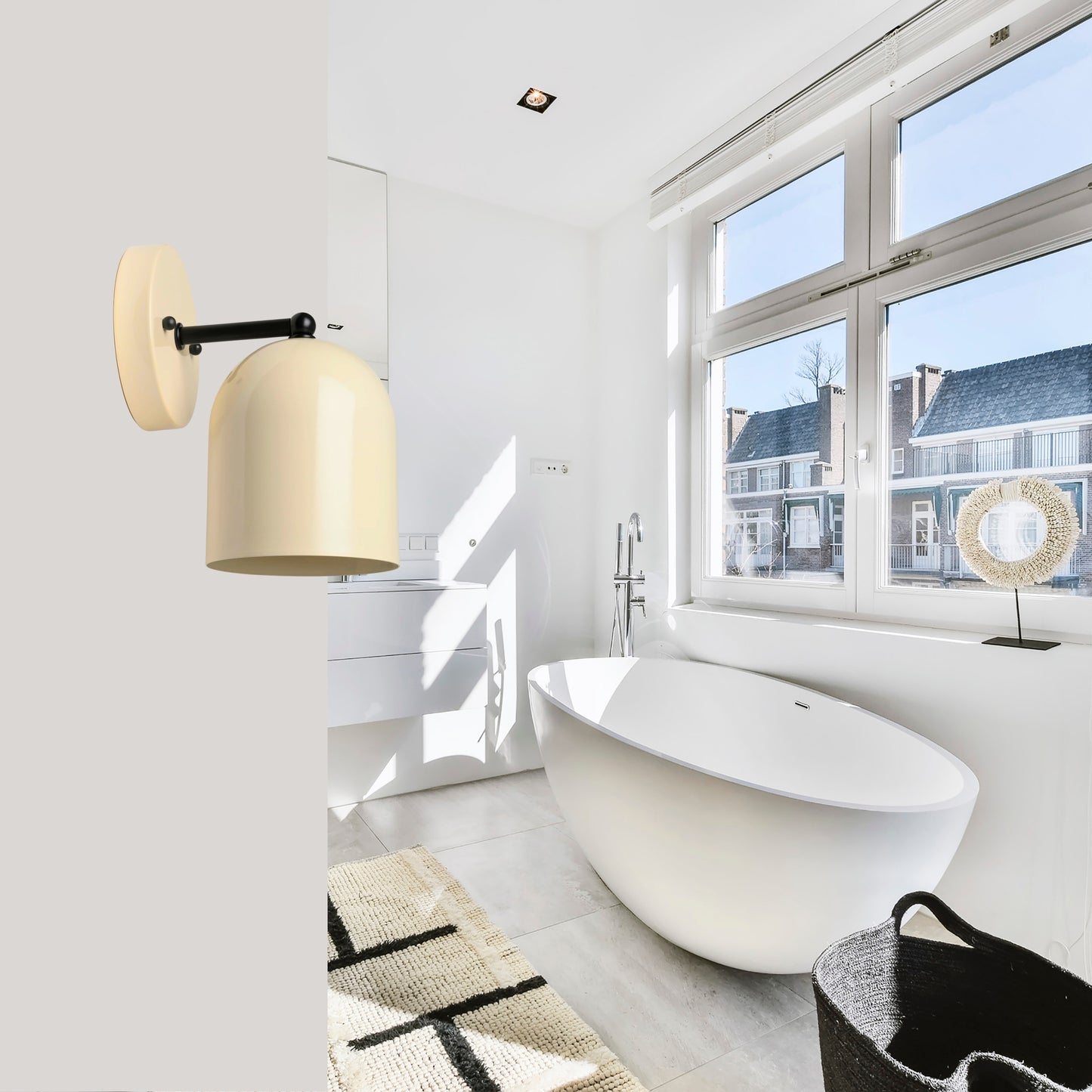 Modern Brass Wall Sconce – Mid Century Light Fixture for Bedroom & Living Room