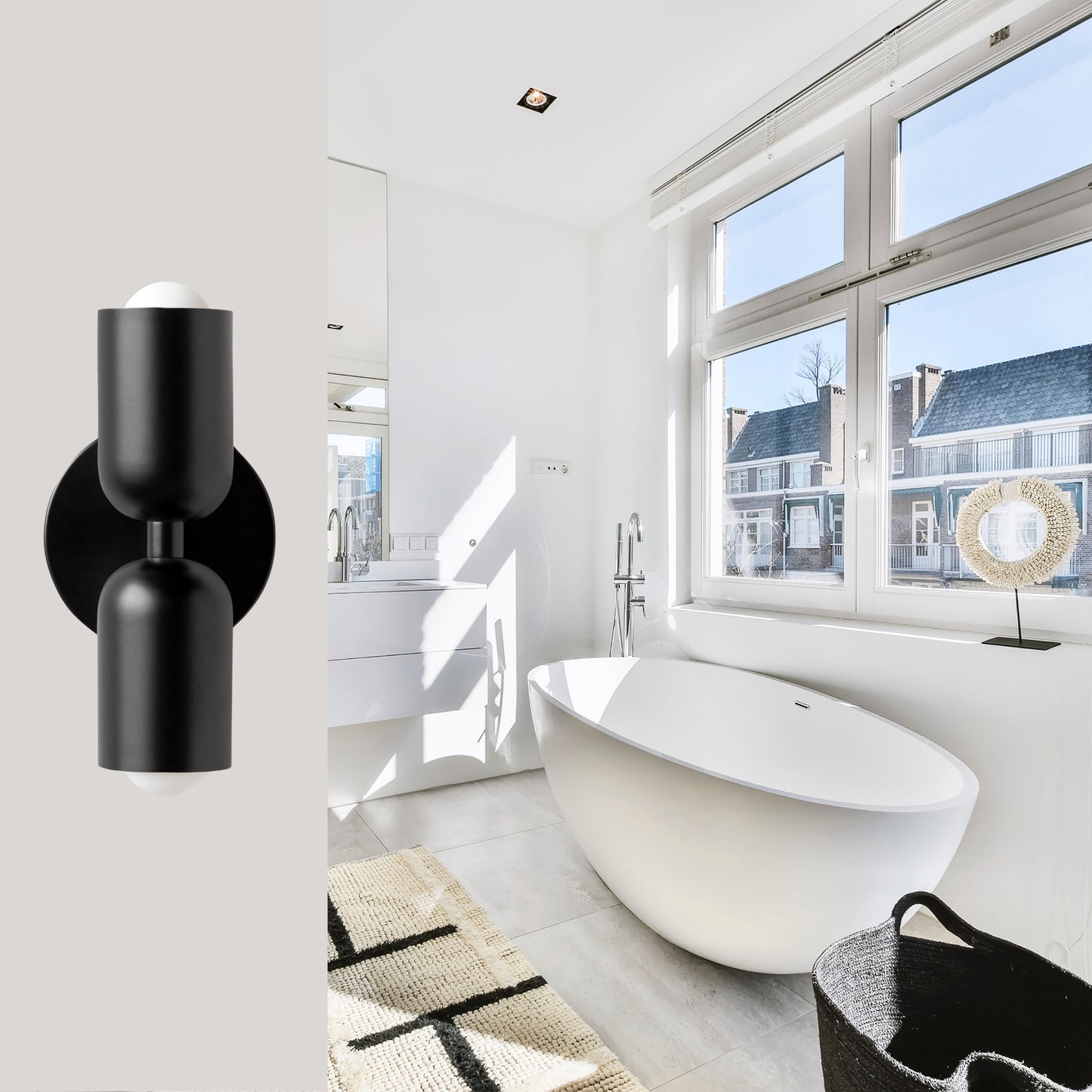 Black Up & Down Brass Wall Sconce – Mid-Century Modern Light Fixture