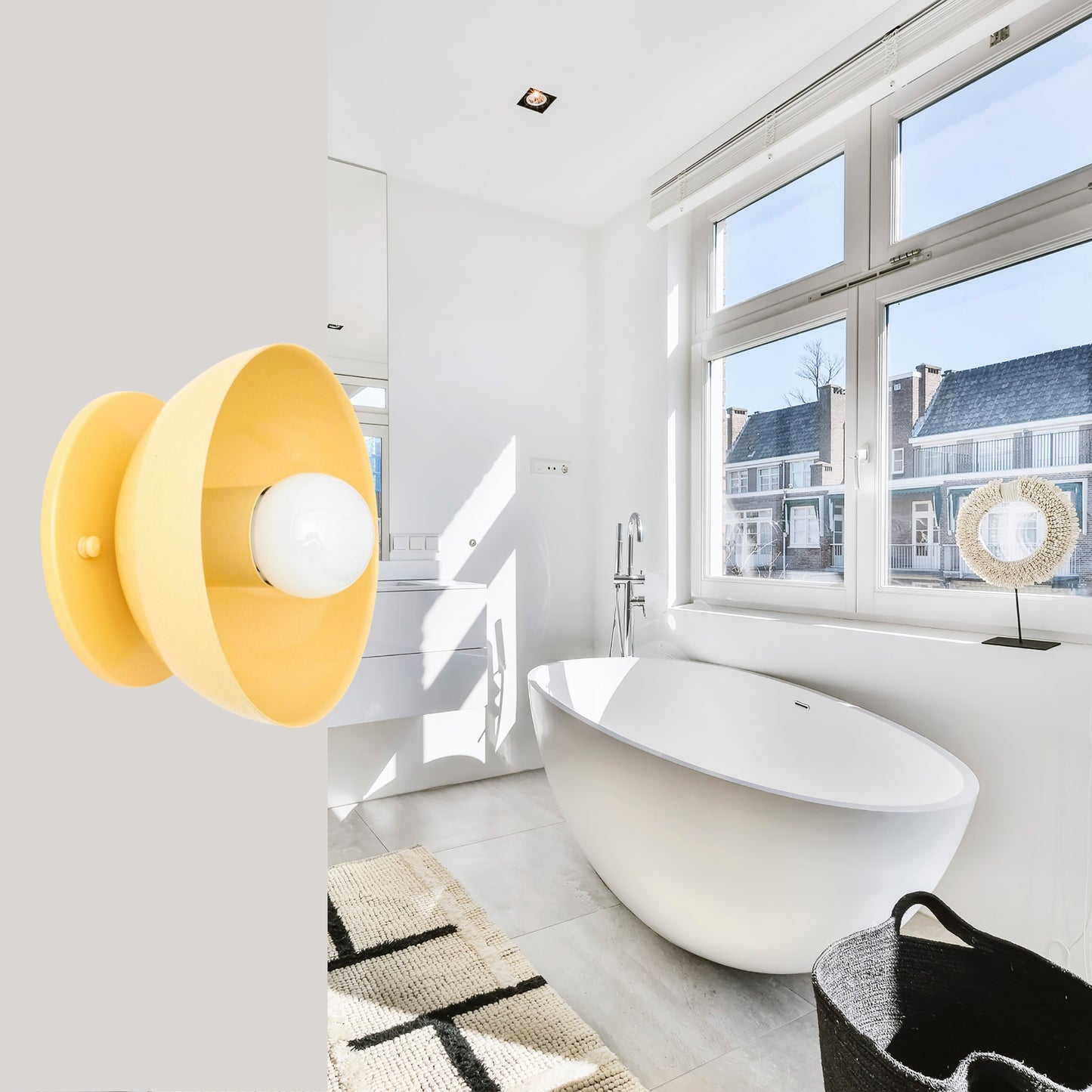 Yellow Brass Dome Wall Sconce – Modern Mid Century Wall Light Fixture
