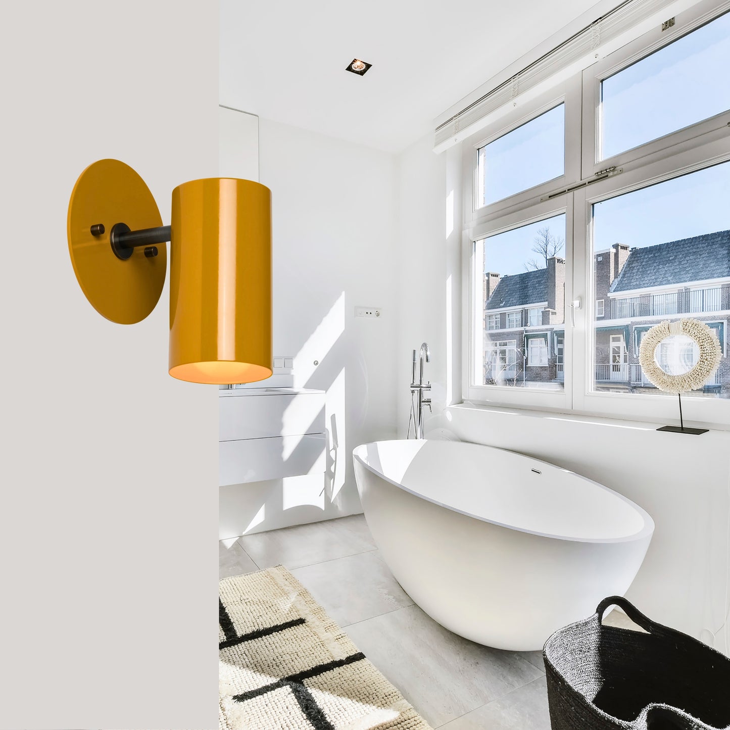Modern Brass Wall Sconce – Mid Century Light Fixture for Bedroom & Living Room