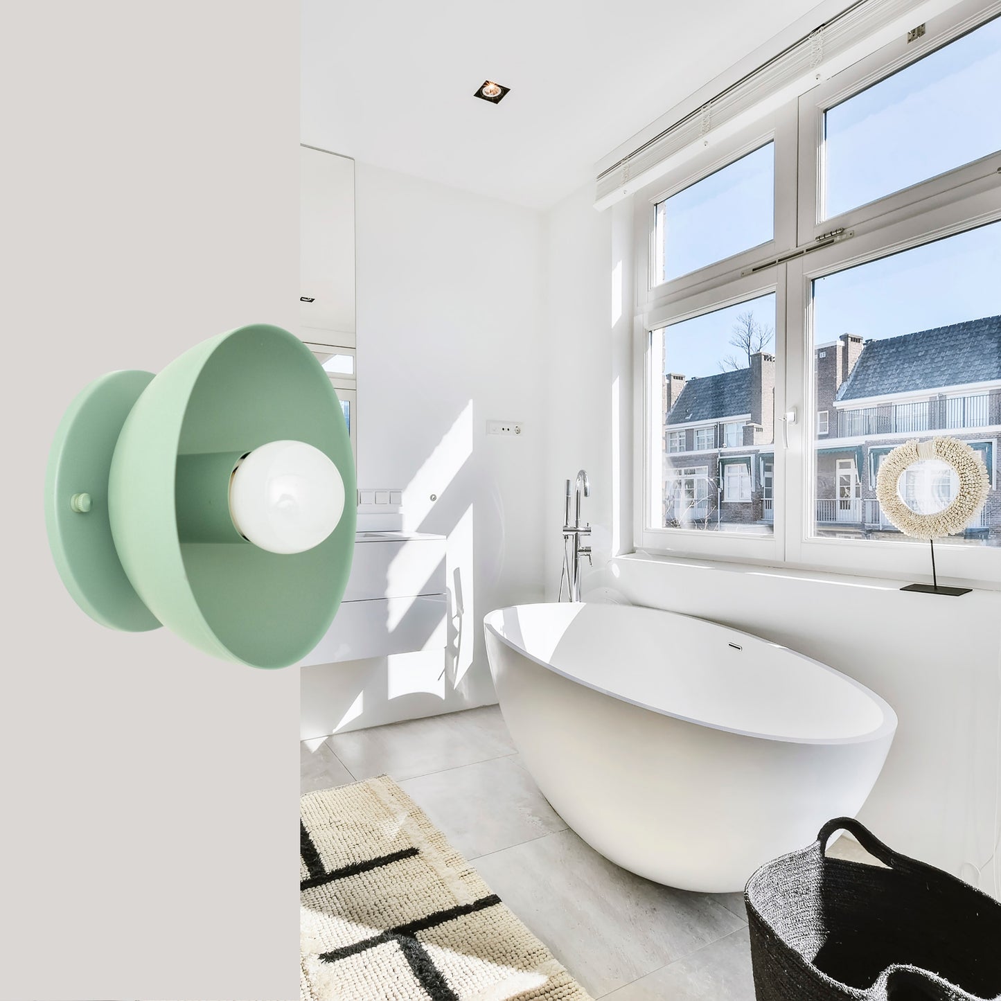 Green Brass Dome Wall Sconce – Modern Mid Century Wall Light Fixture