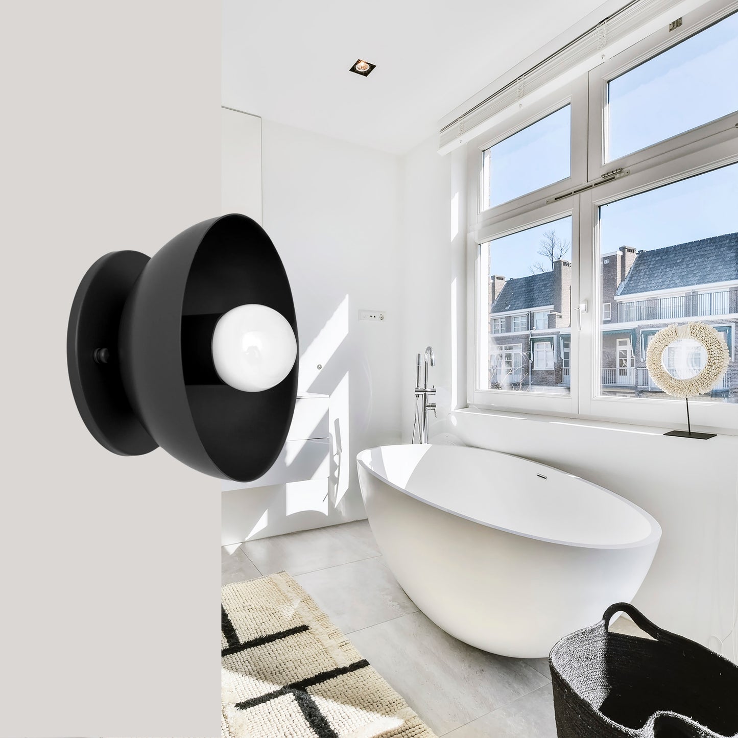 Black Brass Dome Wall Sconce – Modern Mid Century Wall Light Fixture