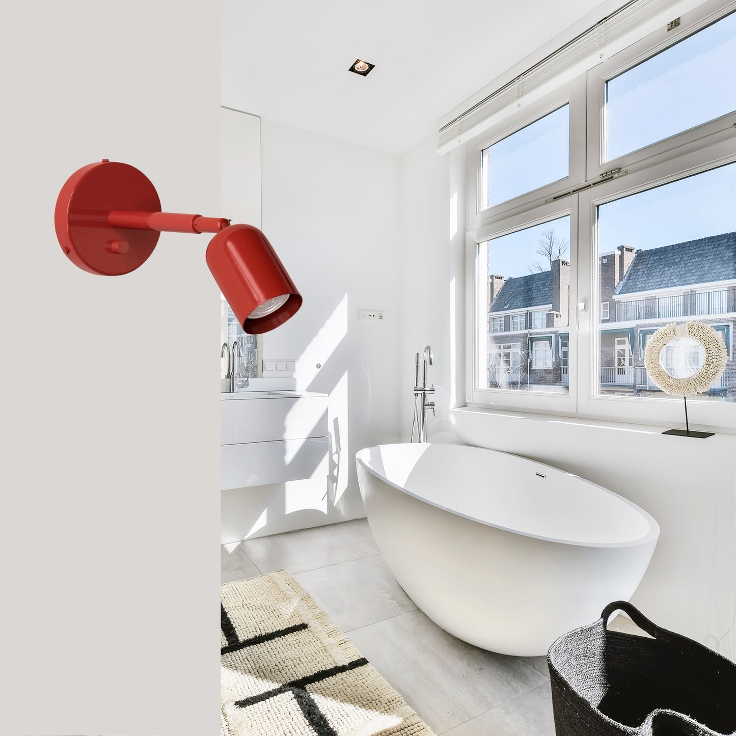 Red Capsule Brass Wall Sconce – Mid Century Modern Vintage Wall Light Fixture