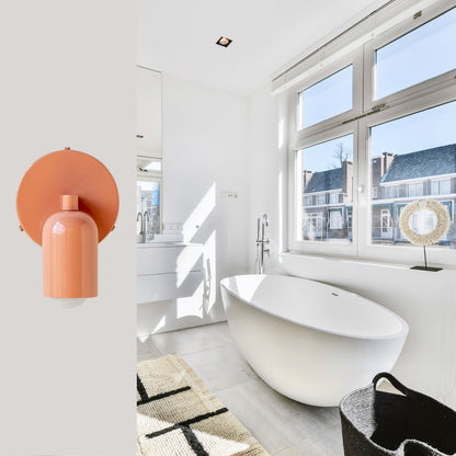 Peach Capsule Brass Wall Sconce – Mid Century Modern Vintage Wall Light Fixture