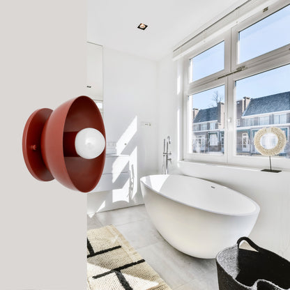 Red Brass Dome Wall Sconce – Modern Mid Century Wall Light Fixture
