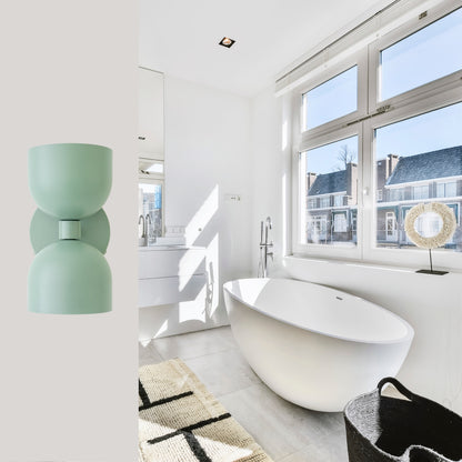Mid Century Modern Sea Green Brass Wall Sconce – Handmade Double Shade Light