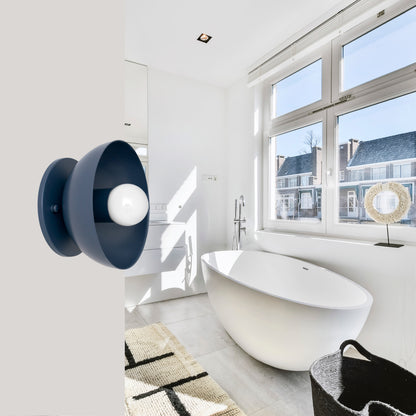 Blue Brass Dome Wall Sconce – Modern Mid Century Wall Light Fixture