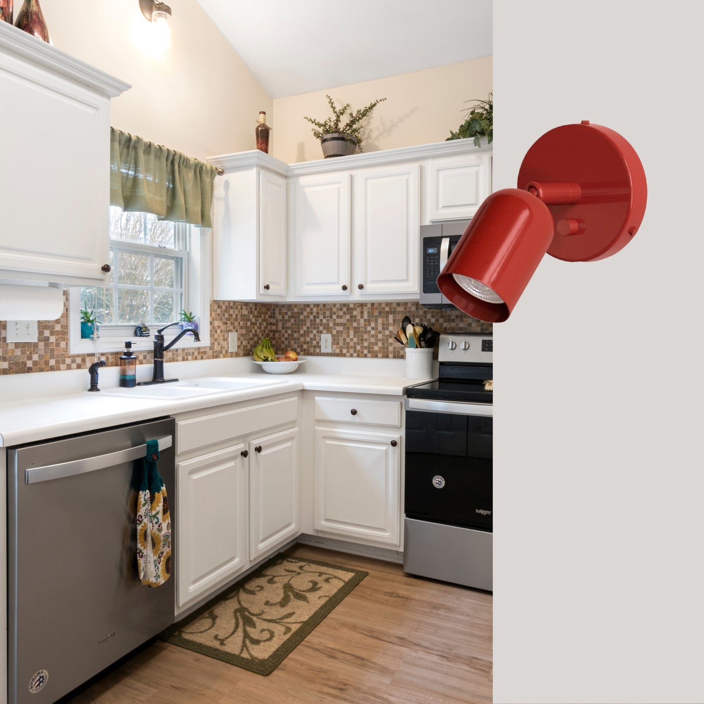 Red Capsule Brass Wall Sconce – Mid Century Modern Vintage Wall Light Fixture