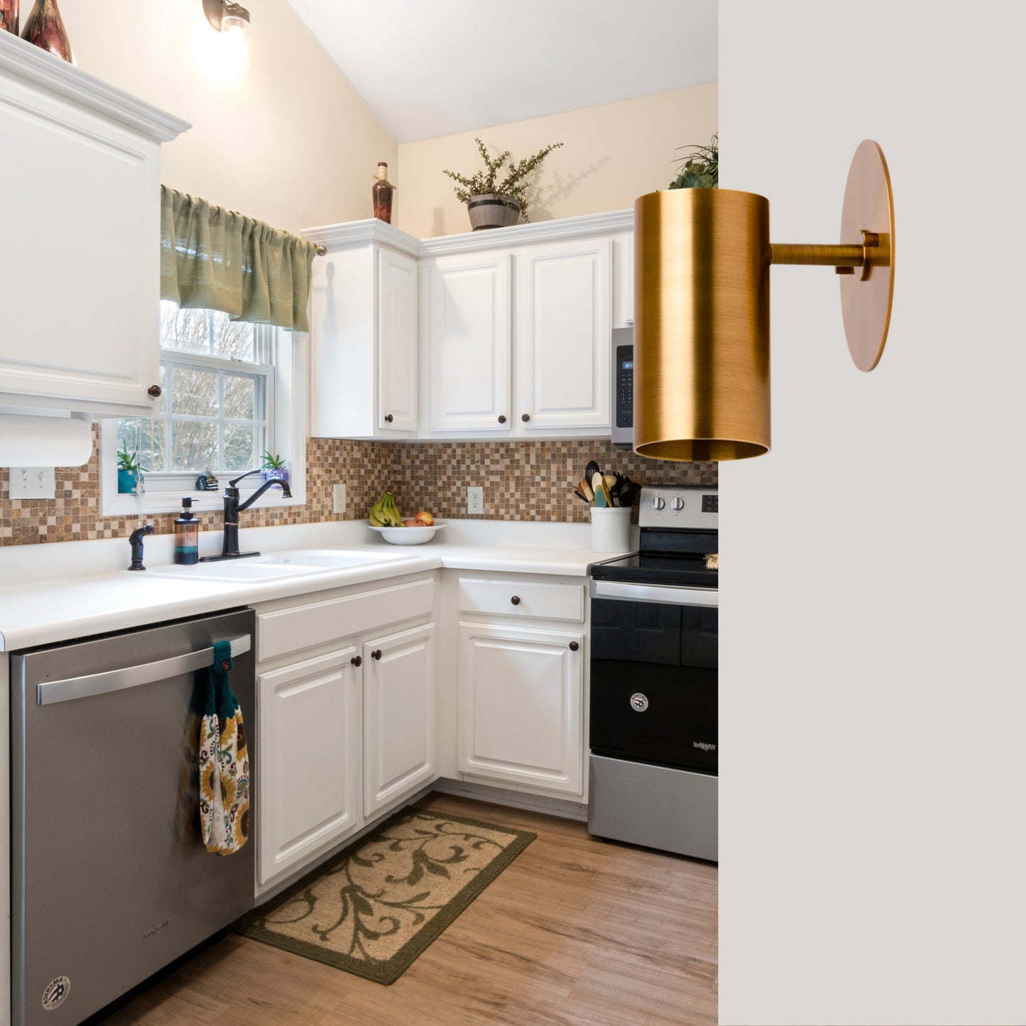 Modern Brass Wall Sconce – Mid Century Light Fixture for Bedroom & Living Room