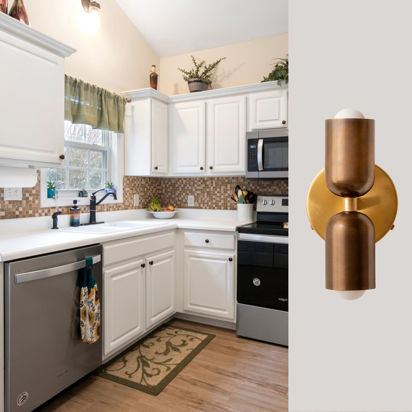 Antique & Polish Up & Down Brass Wall Sconce – Mid-Century Modern Light Fixture