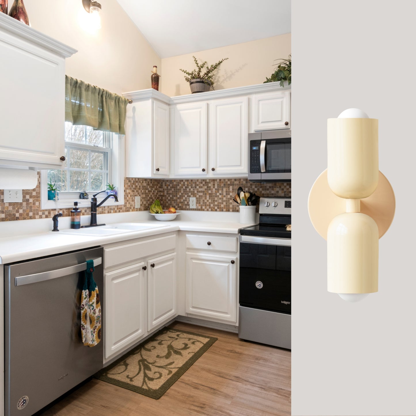 Cream Up & Down Brass Wall Sconce – Mid-Century Modern Light Fixture