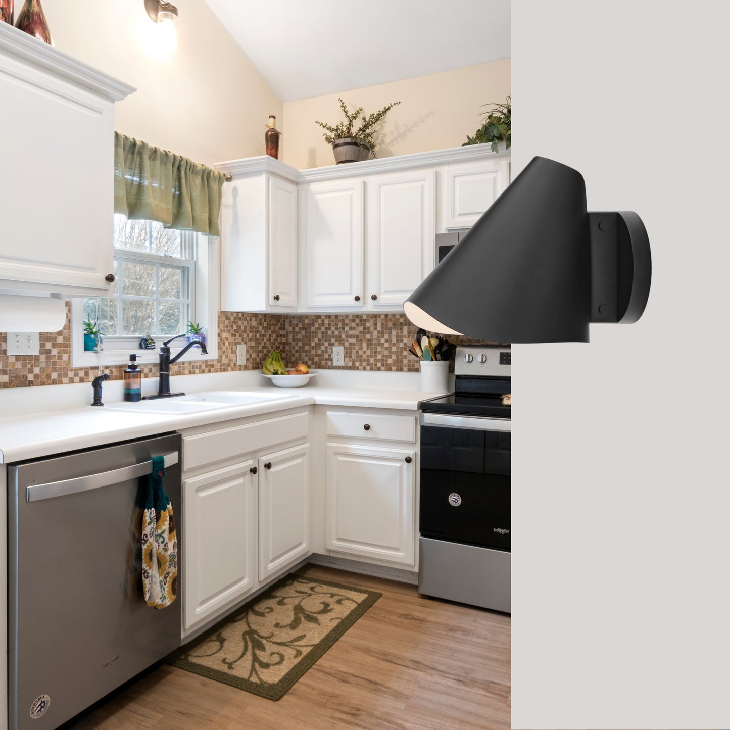 Modern Brass Wall Sconce – Handmade Mid Century Cone Shade Light Fixture