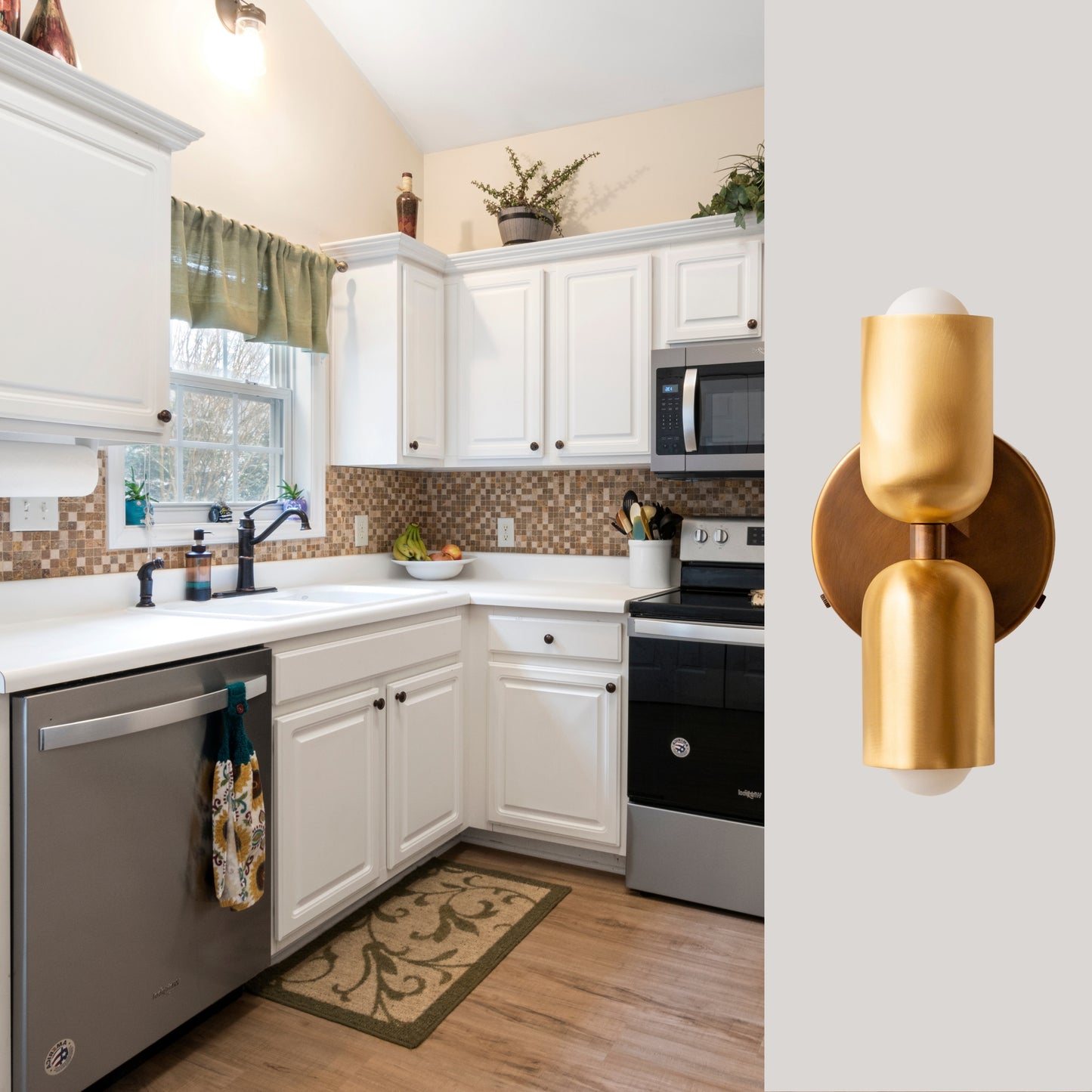Polish & Antique Up & Down Brass Wall Sconce – Mid-Century Modern Light Fixture