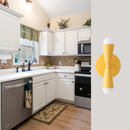 Mid Century Modern Brass Wall Sconce – Handmade Double Cone Light Fixture