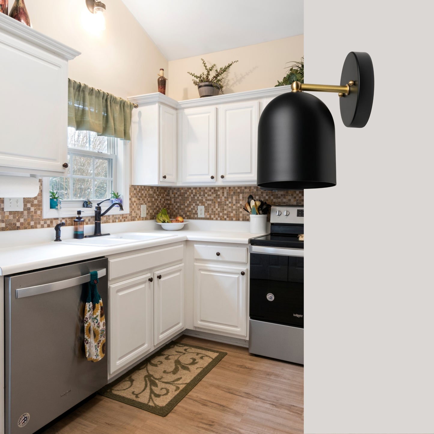 Modern Brass Wall Sconce – Mid Century Light Fixture for Bedroom & Living Room