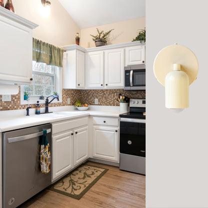 Cream Capsule Brass Wall Sconce – Mid Century Modern Vintage Wall Light Fixture