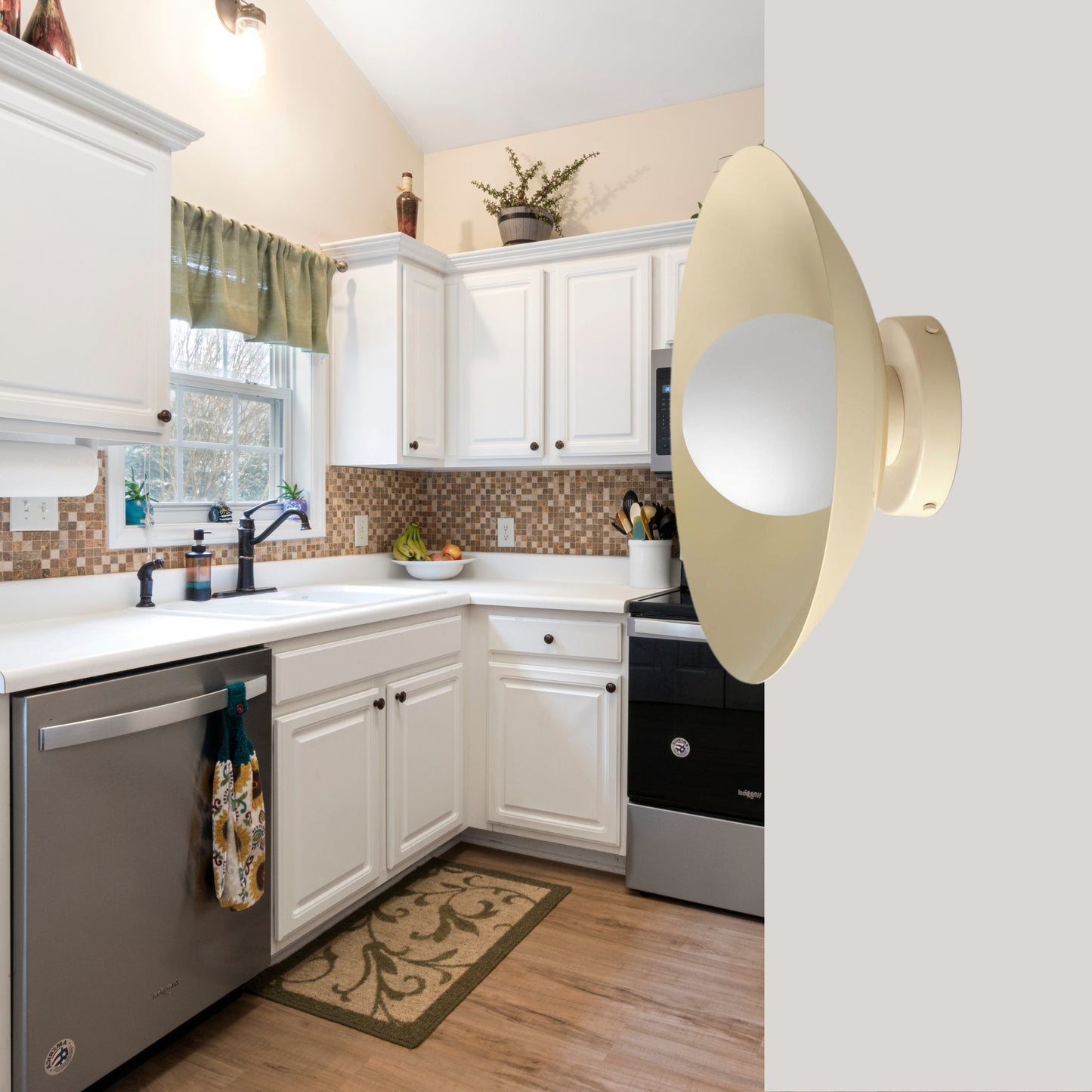 Cream Dome Brass Wall Sconce – Mid-Century Modern Vintage Light