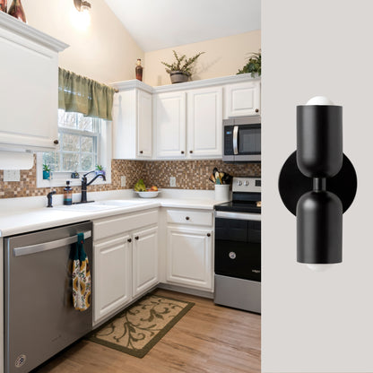 Black Up & Down Brass Wall Sconce – Mid-Century Modern Light Fixture