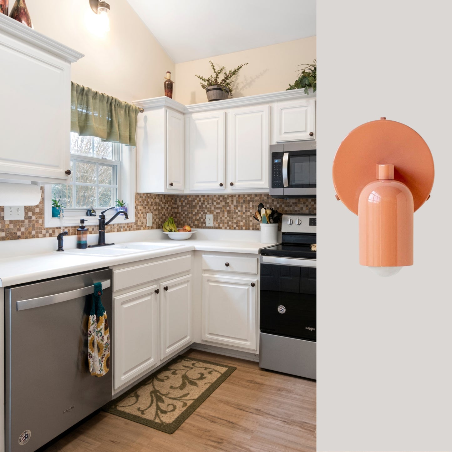 Peach Capsule Brass Wall Sconce – Mid Century Modern Vintage Wall Light Fixture