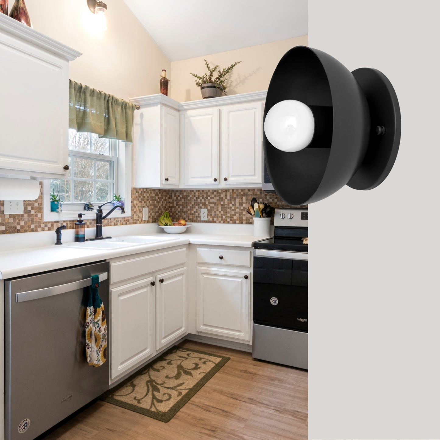 Black Brass Dome Wall Sconce – Modern Mid Century Wall Light Fixture