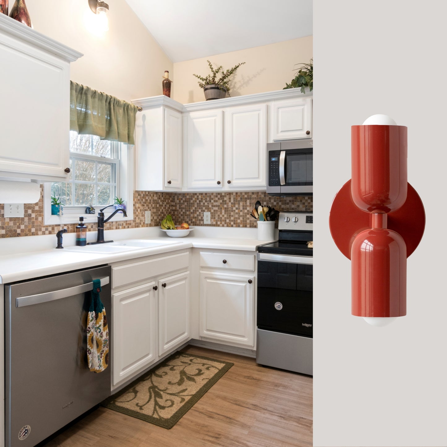 Red Up & Down Brass Wall Sconce – Mid-Century Modern Light Fixture