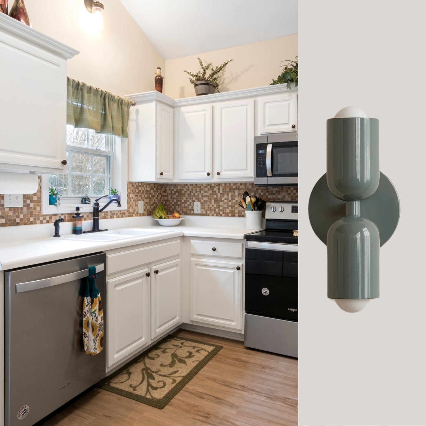 Gray Up & Down Brass Wall Sconce – Mid-Century Modern Light Fixture