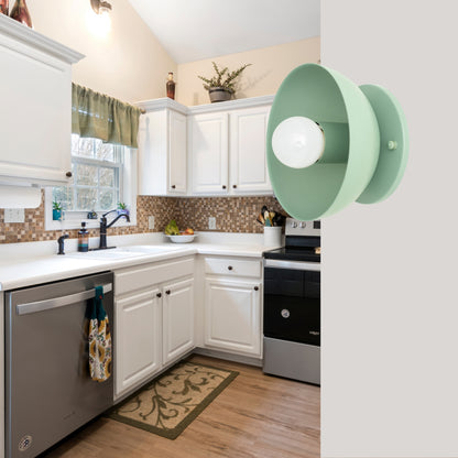 Green Brass Dome Wall Sconce – Modern Mid Century Wall Light Fixture