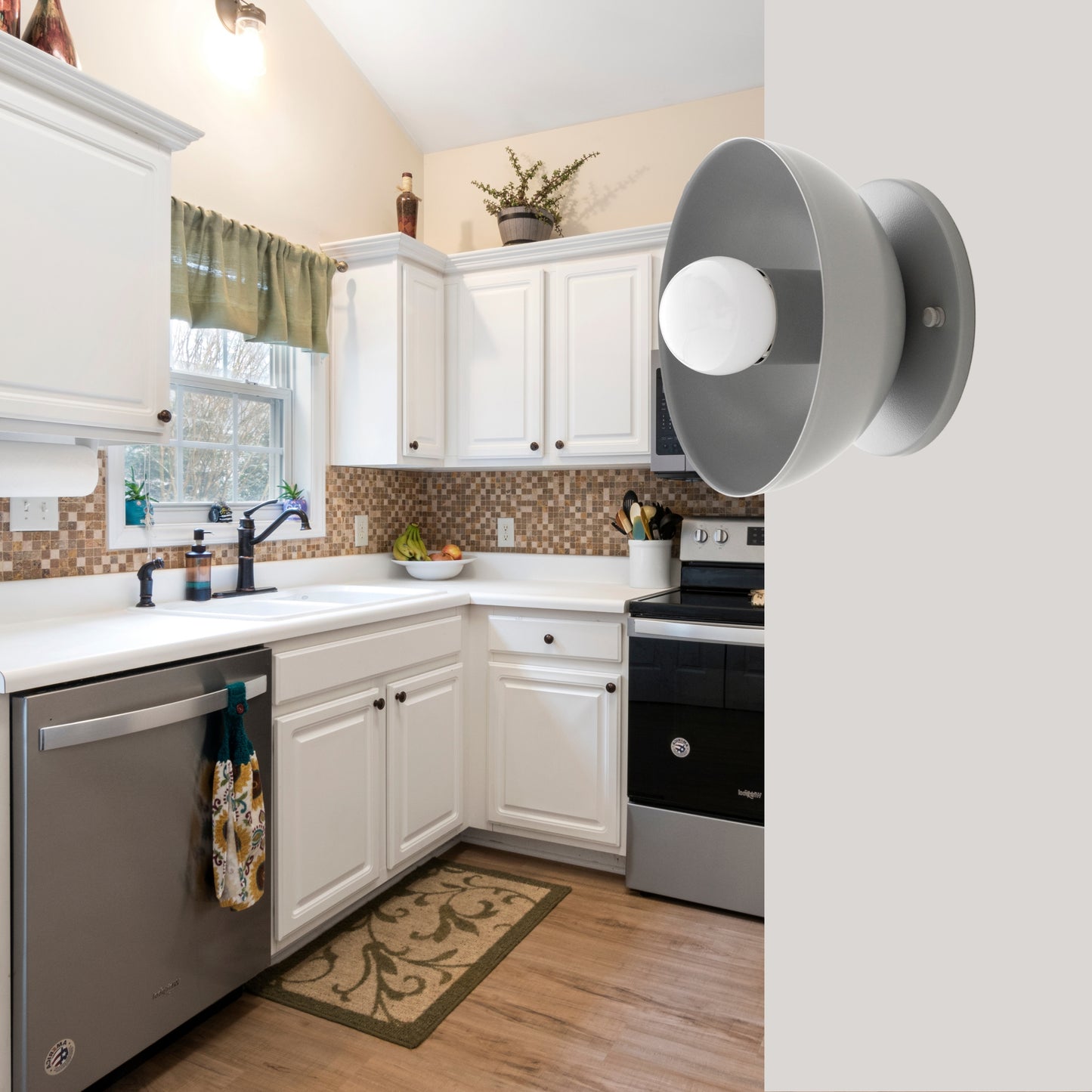 Gray Brass Dome Wall Sconce – Modern Mid Century Wall Light Fixture