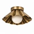 Scalloped Brass Flush Mount Ceiling Light – Mid Century Modern Ruffled Ceiling Fixture