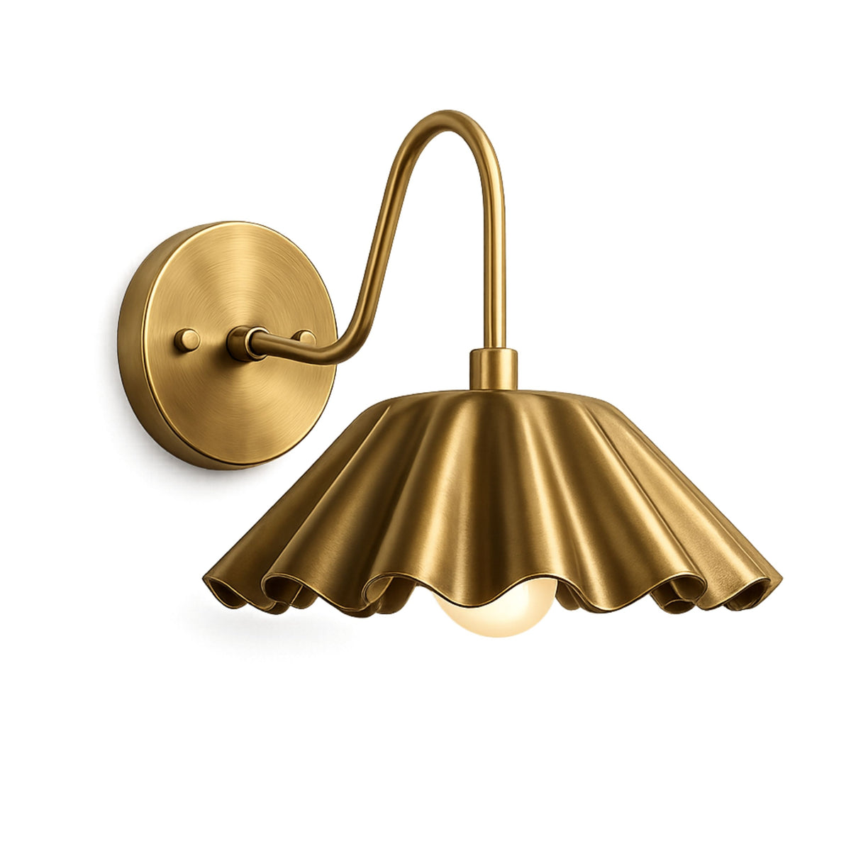 Brass Scalloped Wall Light Sconce – Mid Century Modern Fluted Wall Fixture