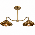 Brass Scalloped Double-Arm Chandelier – Mid-Century Modern Ceiling Light