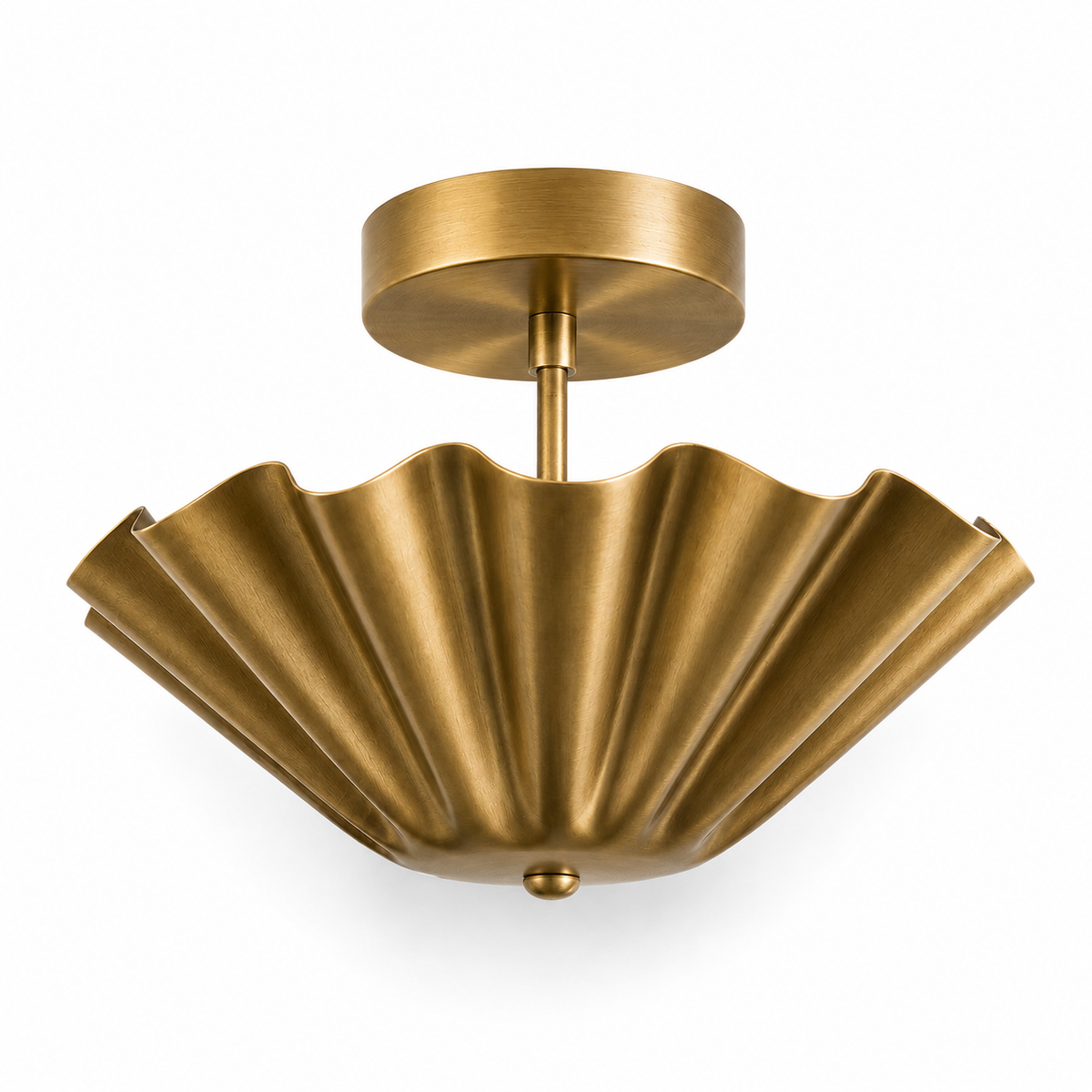 Scalloped Brass Flush Mount Ceiling Light | Mid Century Modern