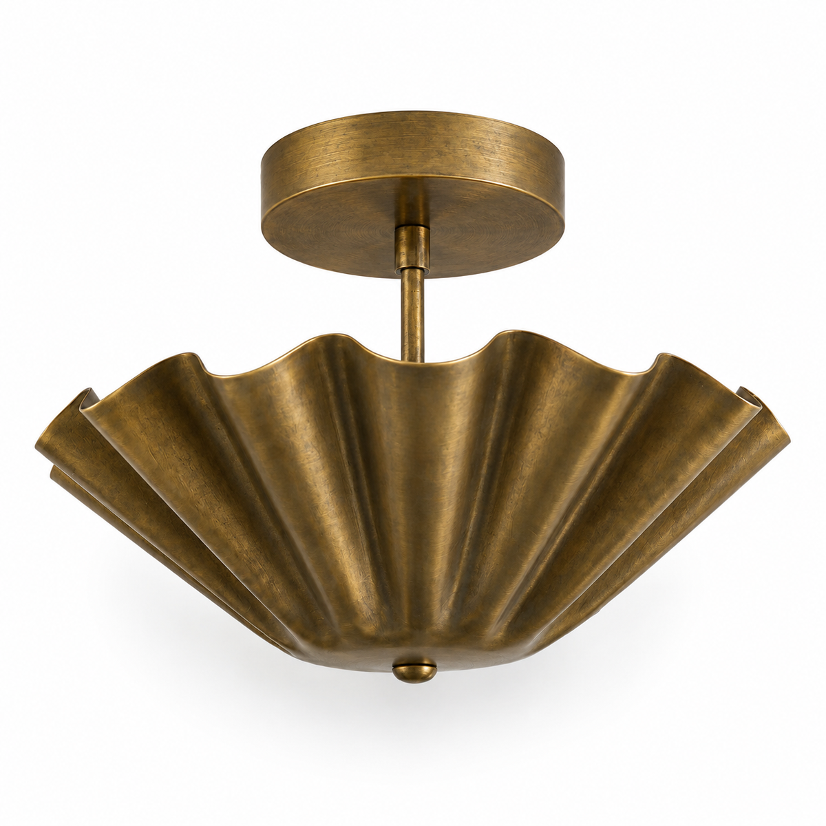 Scalloped Brass Flush Mount Ceiling Light | Mid Century Modern