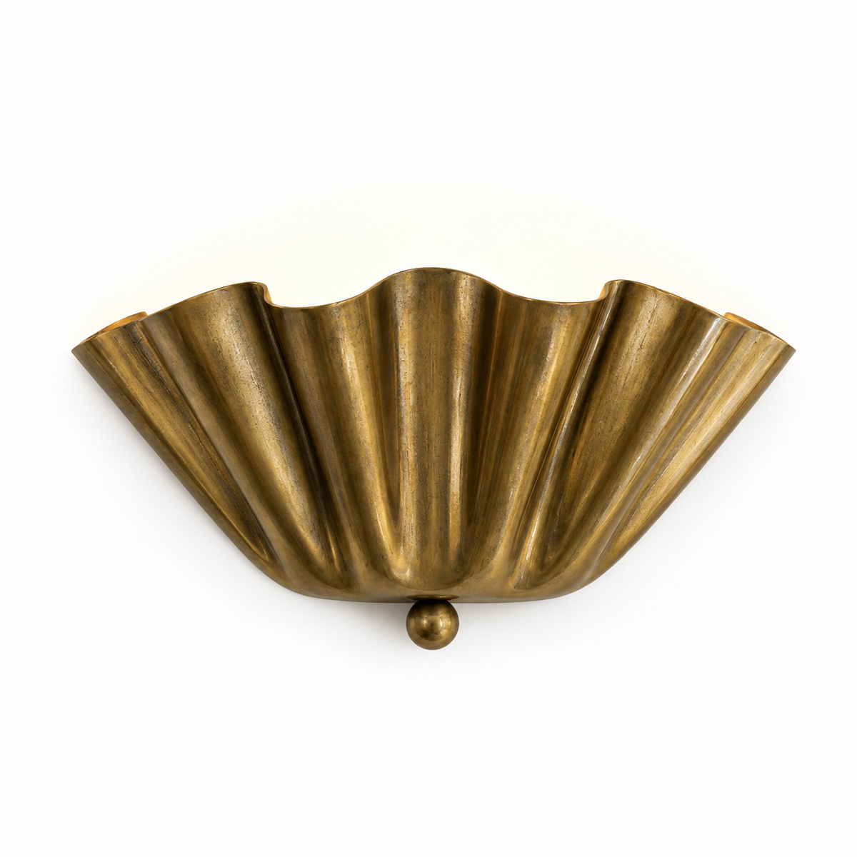 Brushed Brass Scalloped Wall Light – Vintage Mid Century Modern Sconce