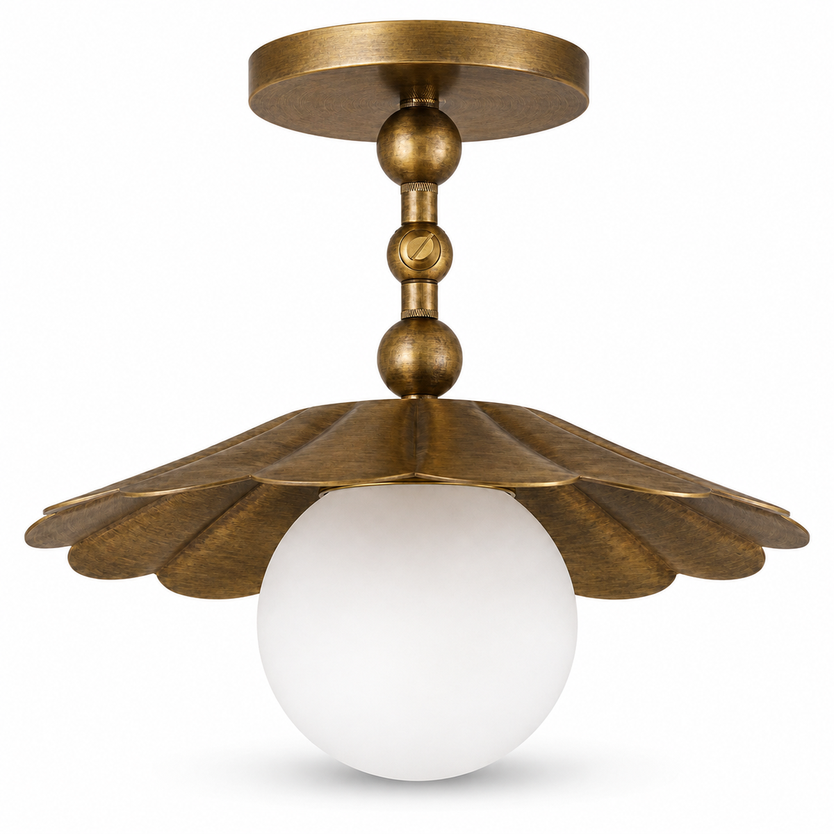 Decorative brass ceiling light with globe diffuser