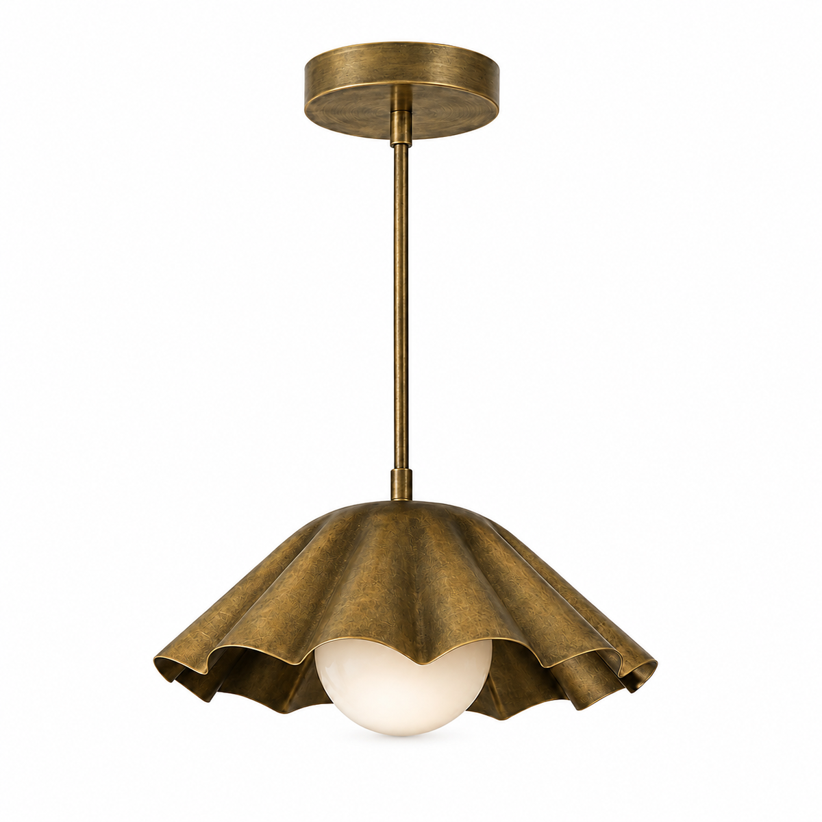 Vintage inspired scalloped brass pendant