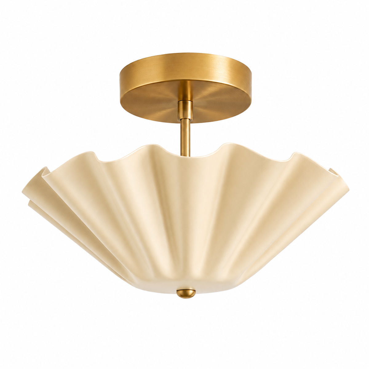 Scalloped Brass Flush Mount Ceiling Light | Mid Century Modern