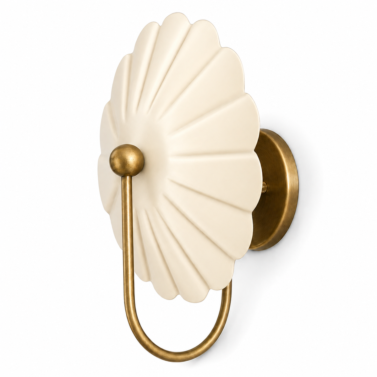 Decorative brass wall sconce with flower shade