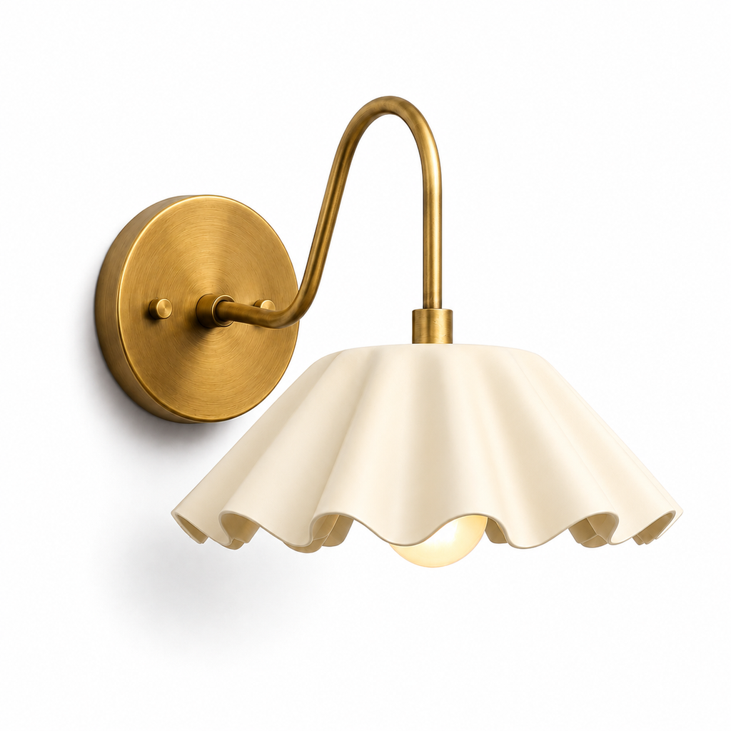 Mid century modern polished brass wall sconce