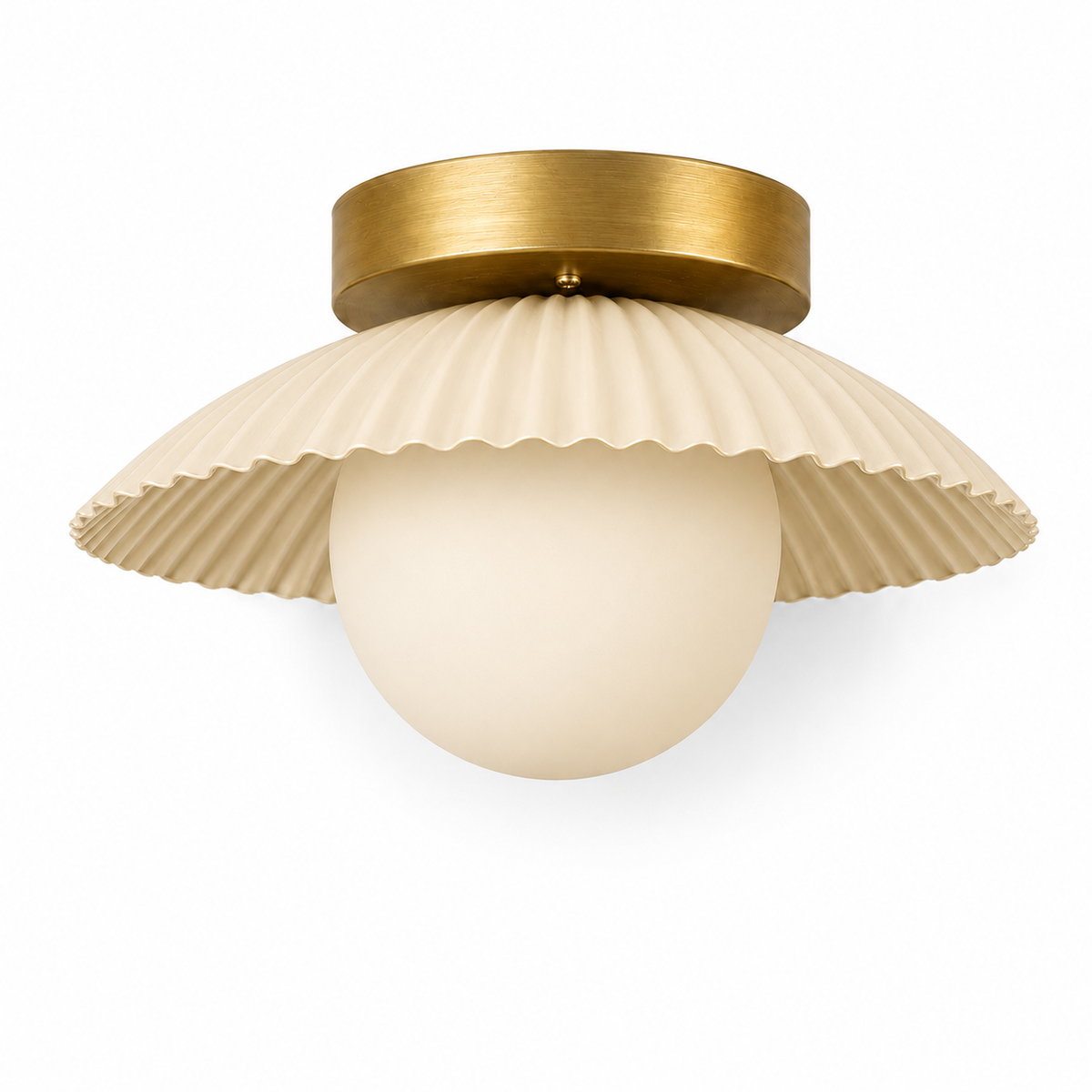 Fluted brass low profile ceiling light