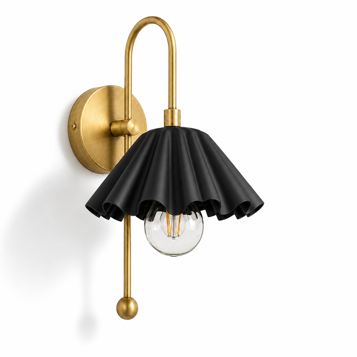 Vintage inspired brass scalloped wall light