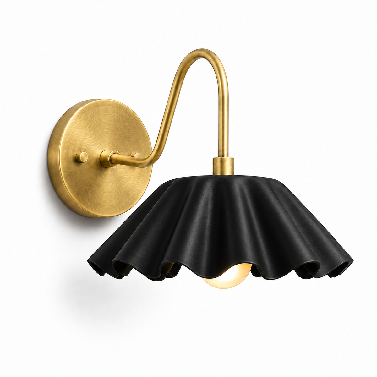 Fluted brass wall light fixture