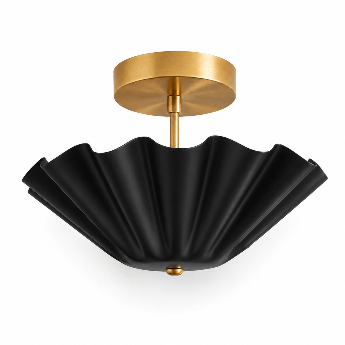 Scalloped Brass Flush Mount Ceiling Light | Mid Century Modern