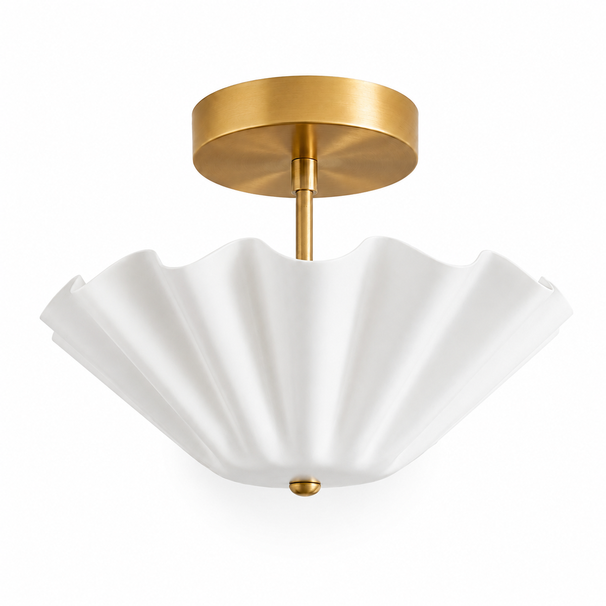 Scalloped Brass Flush Mount Ceiling Light | Mid Century Modern
