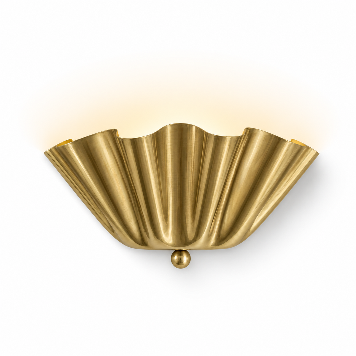 Brushed Brass Scalloped Wall Light – Vintage Mid Century Modern Sconce
