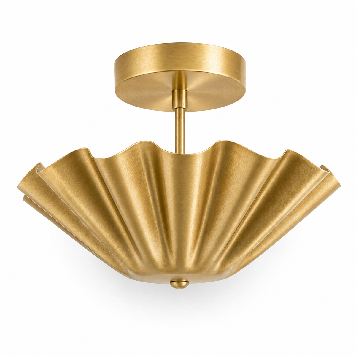 Scalloped Brass Flush Mount Ceiling Light | Mid Century Modern