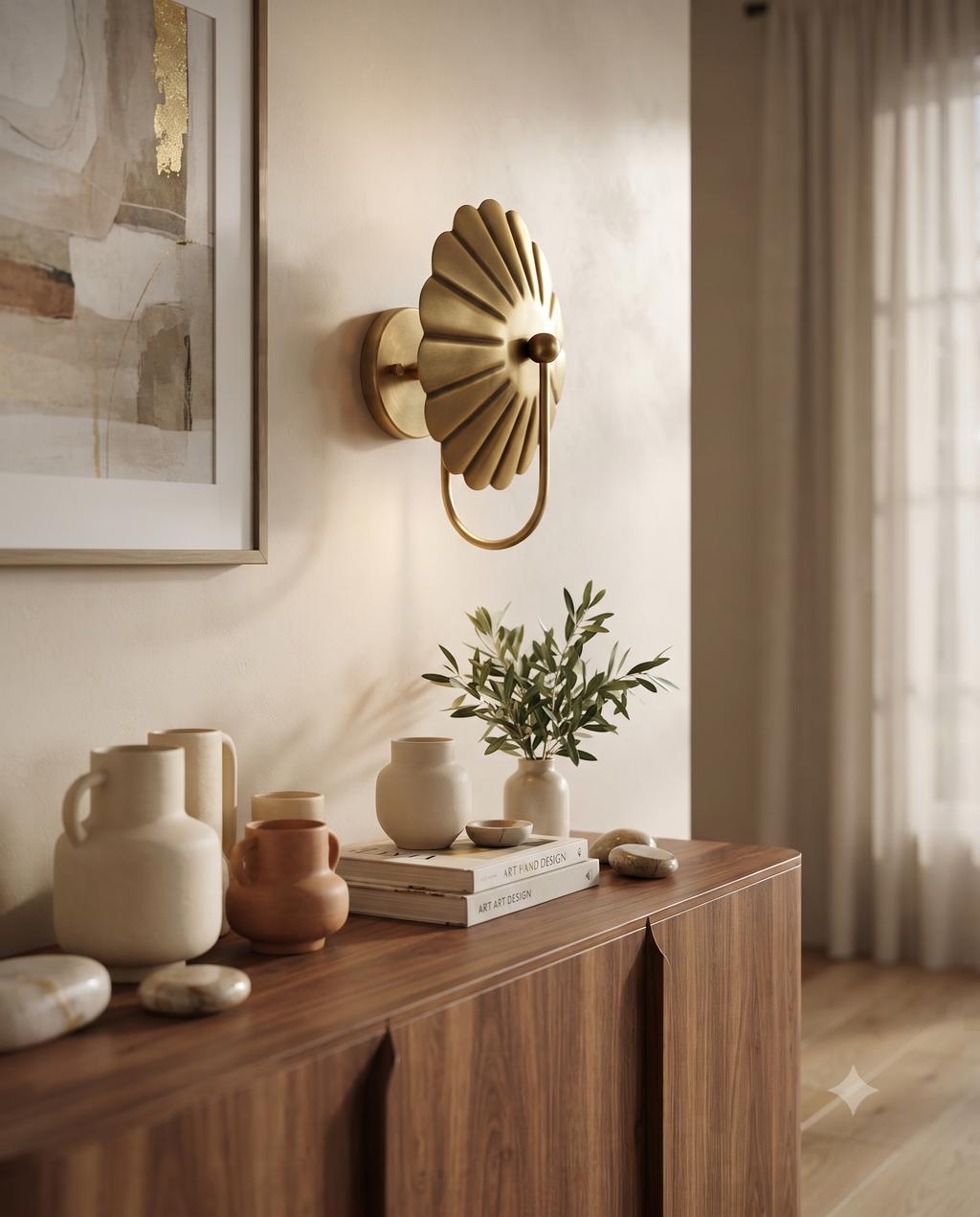 Antique Brass Flower Wall Light Sconce – Mid Century Modern Wall Fixture