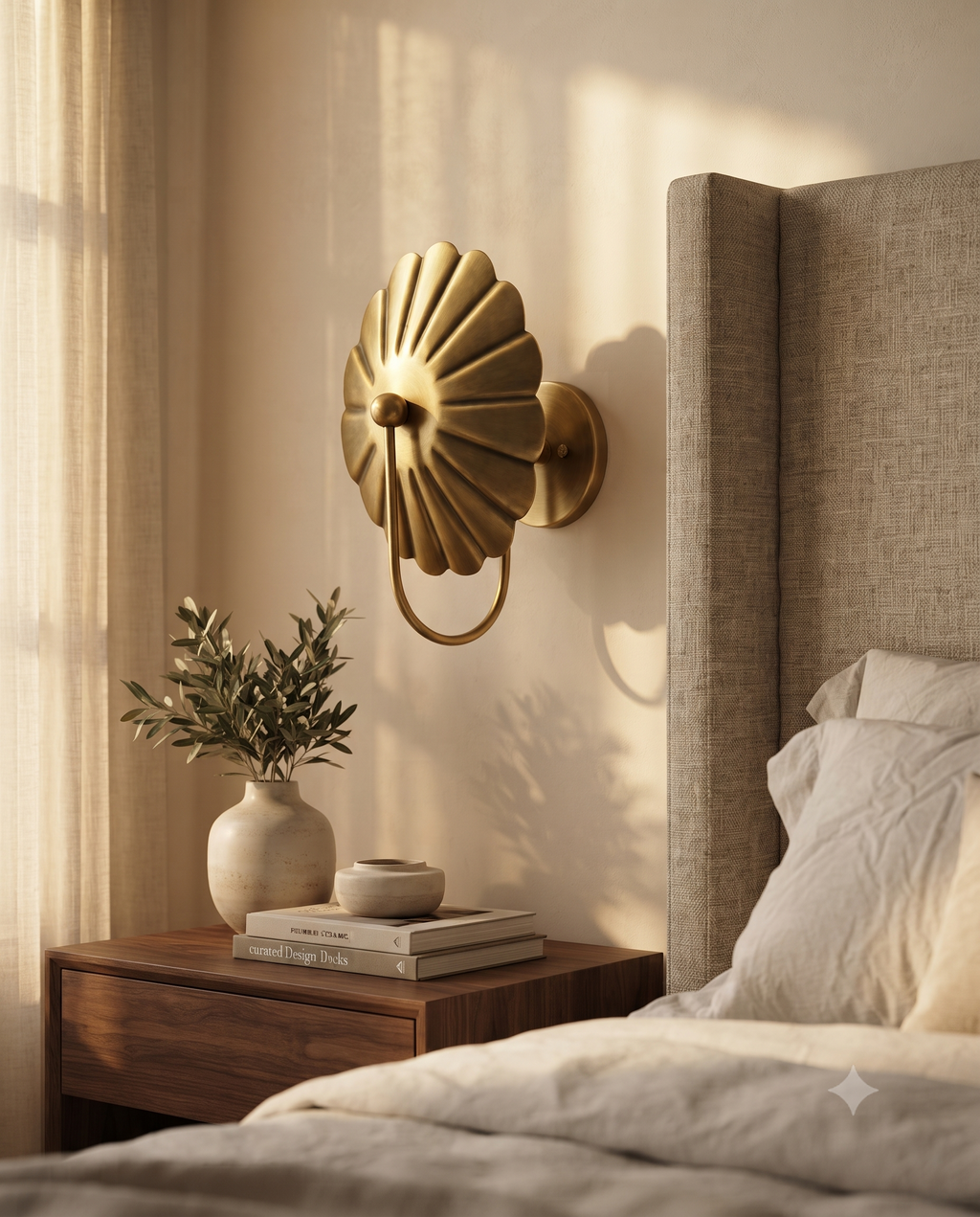 Antique Brass Flower Wall Light Sconce – Mid Century Modern Wall Fixture
