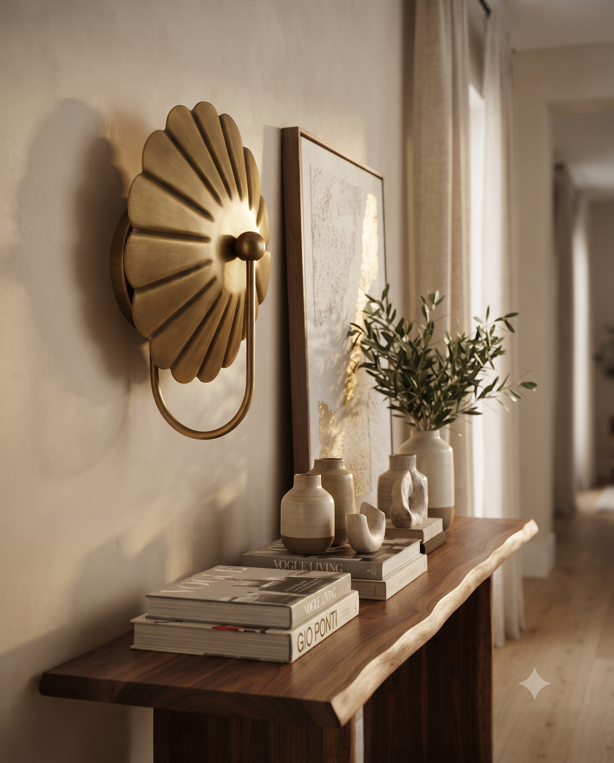 Antique Brass Flower Wall Light Sconce – Mid Century Modern Wall Fixture