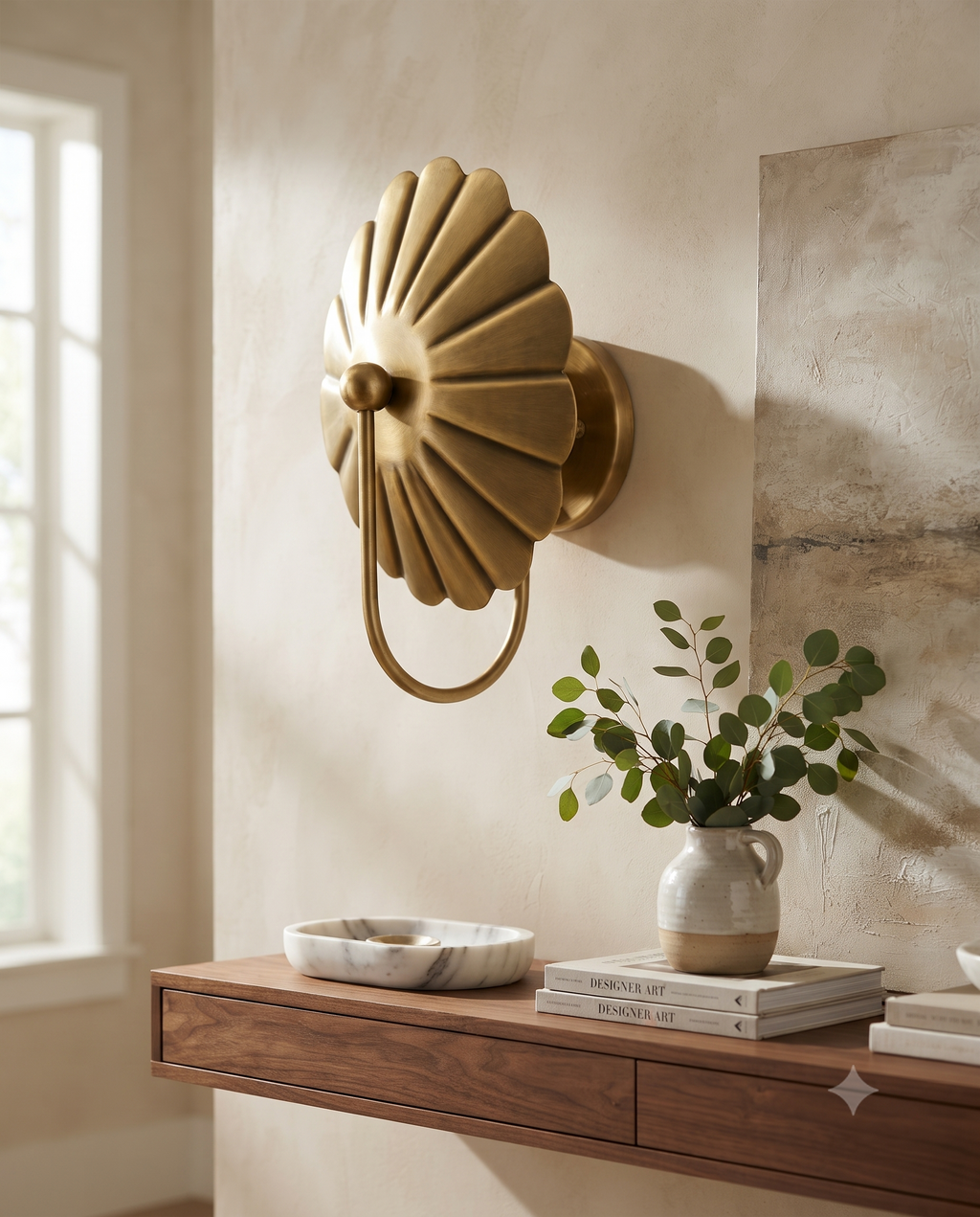 Antique Brass Flower Wall Light Sconce – Mid Century Modern Wall Fixture